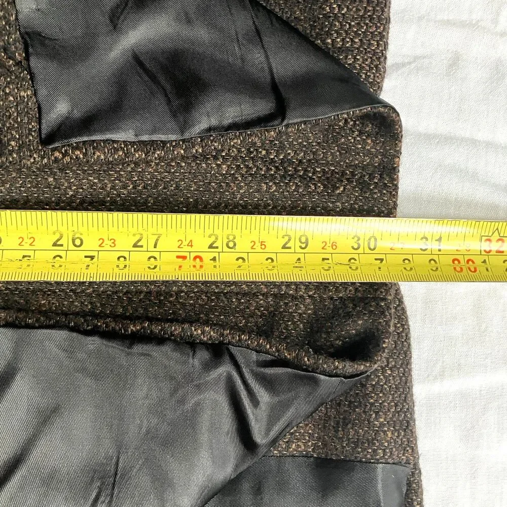 Tom James Vintage Tweed Sport Coat Donegal Wool Executive Col Brown Fleck 40 42